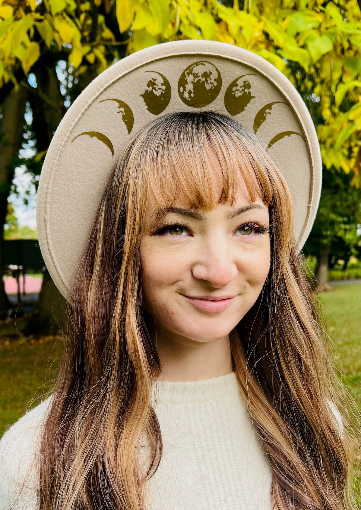 Vegan Felt Hat - Wide Brim - Moon Phase - Image 2