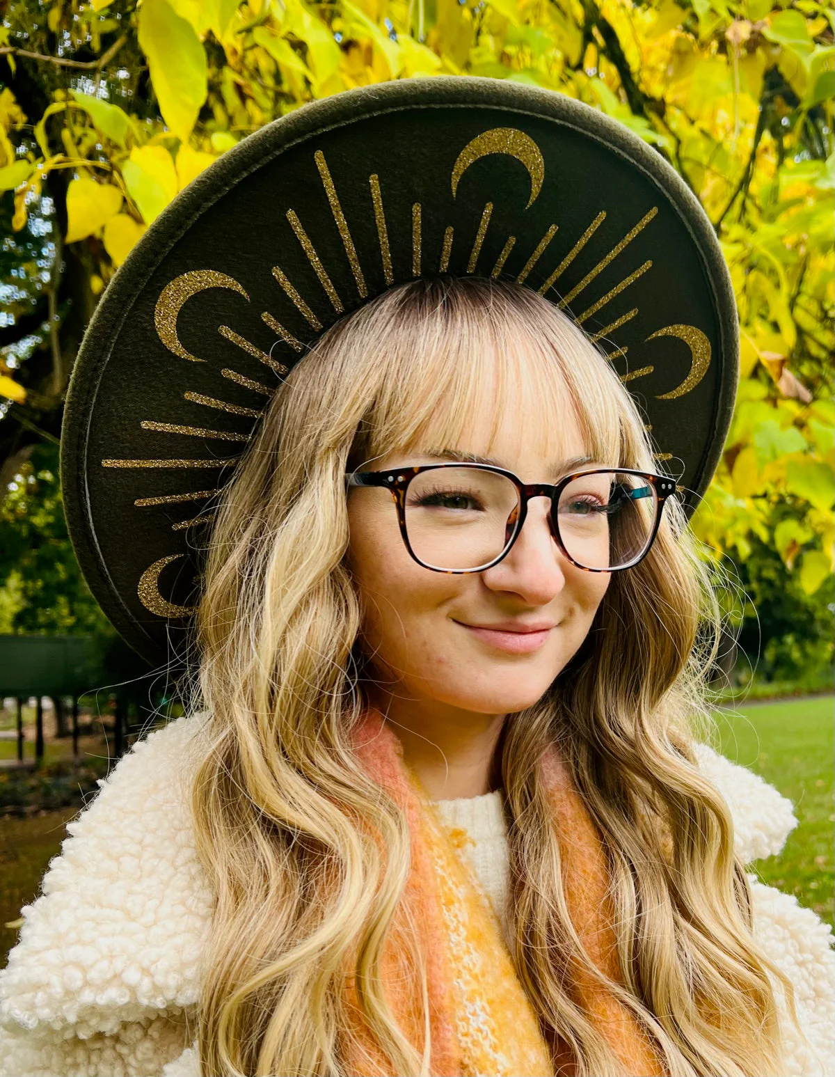 Vegan Felt Hat - XL Brim - Gold Moonburst