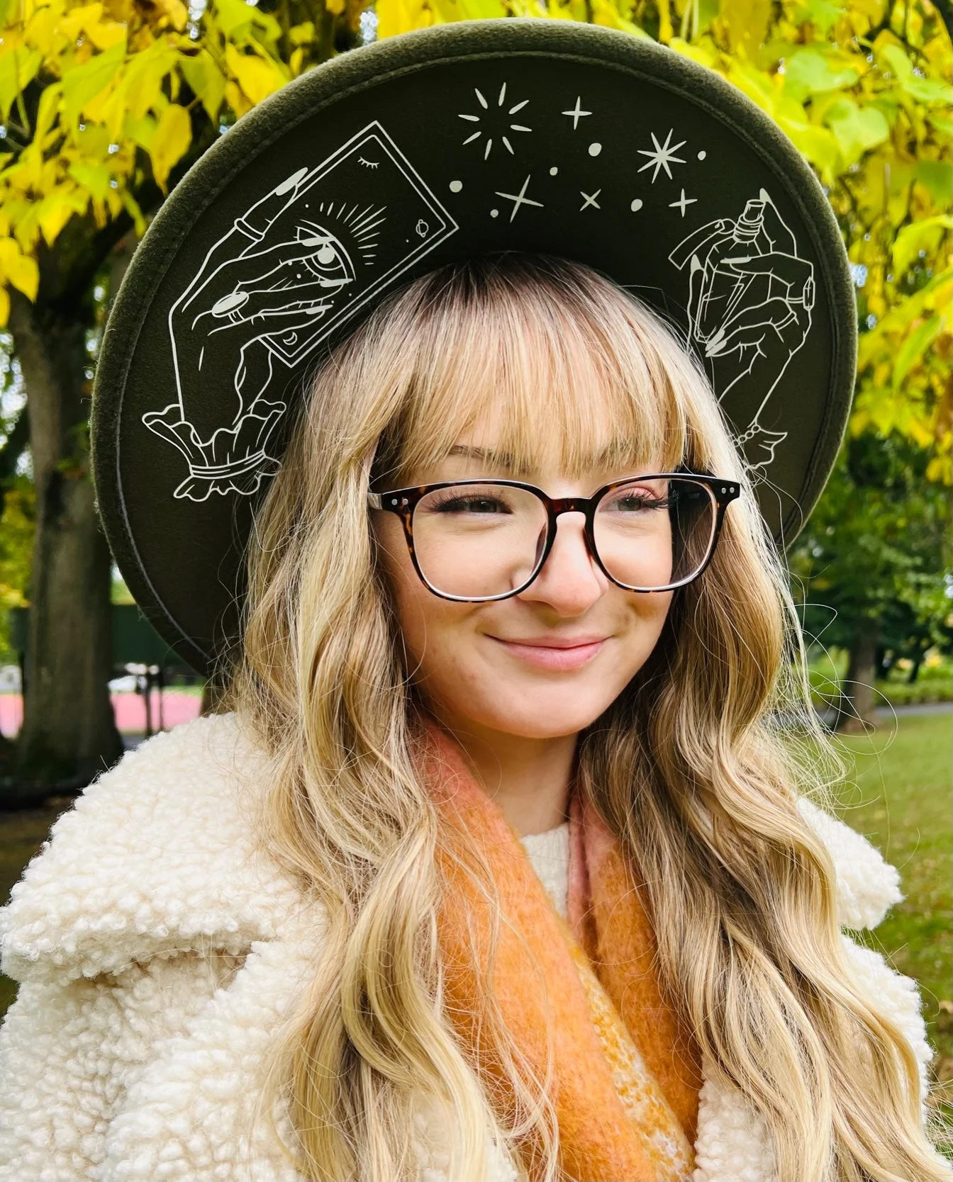 Vegan Felt Hat - XL Brim - Hands of Tarot - Image 2