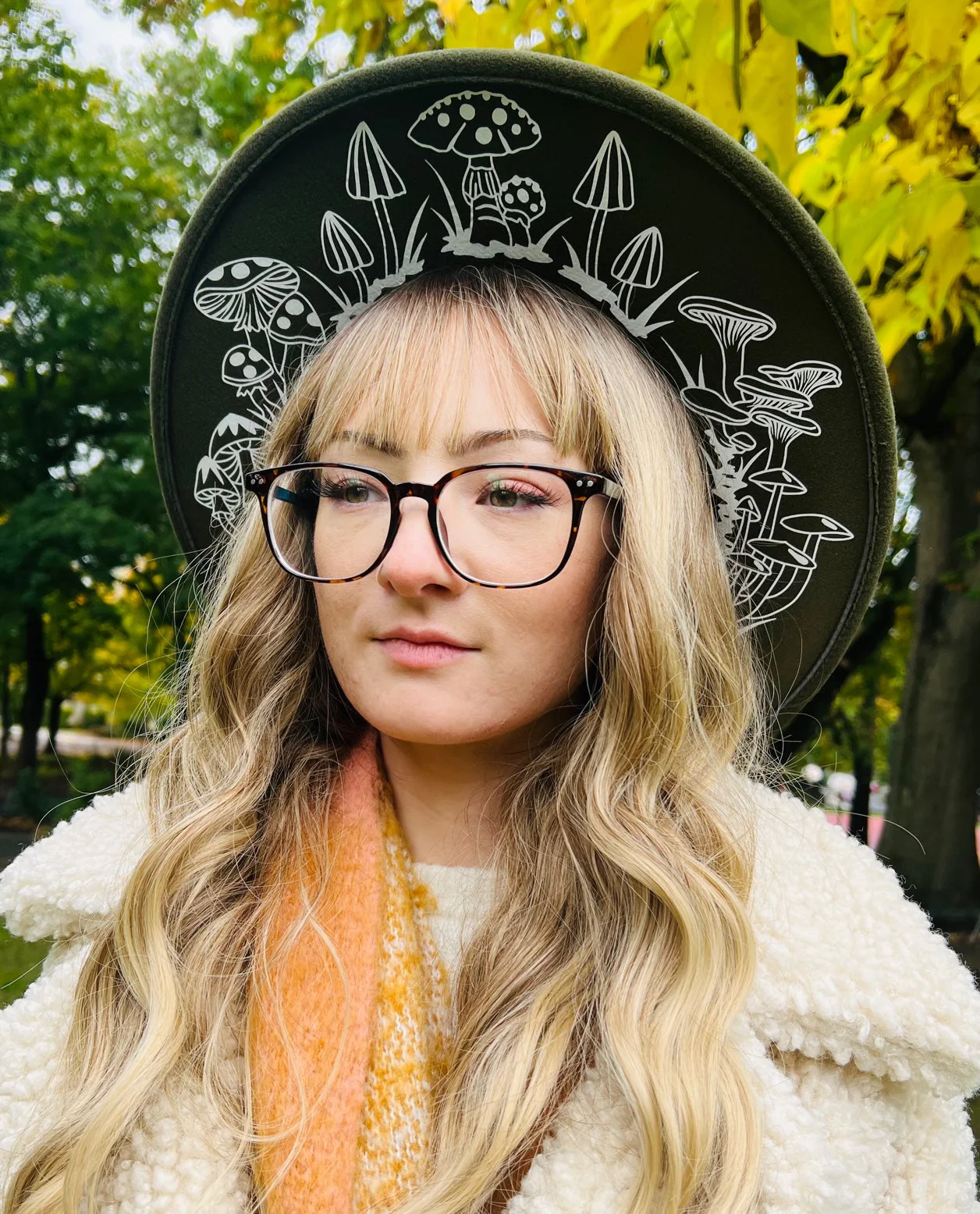 Vegan Felt Hat - XL Brim - Mushrooms