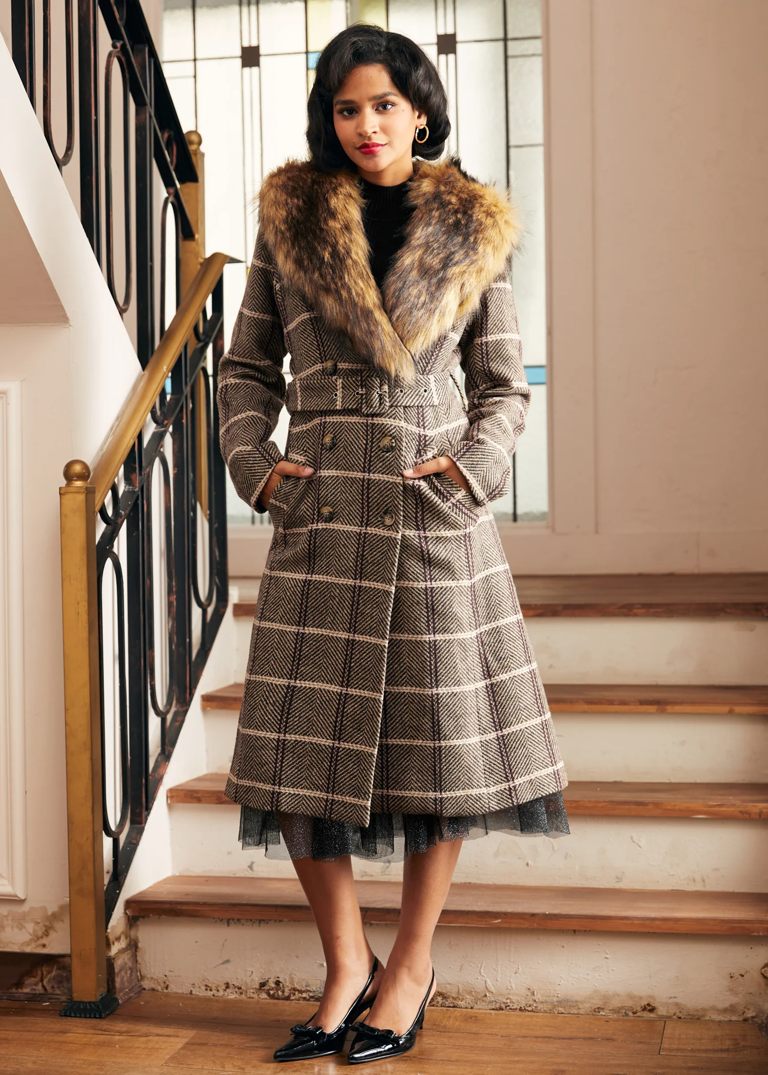 Elegance Reimagined Fur Trim Coat