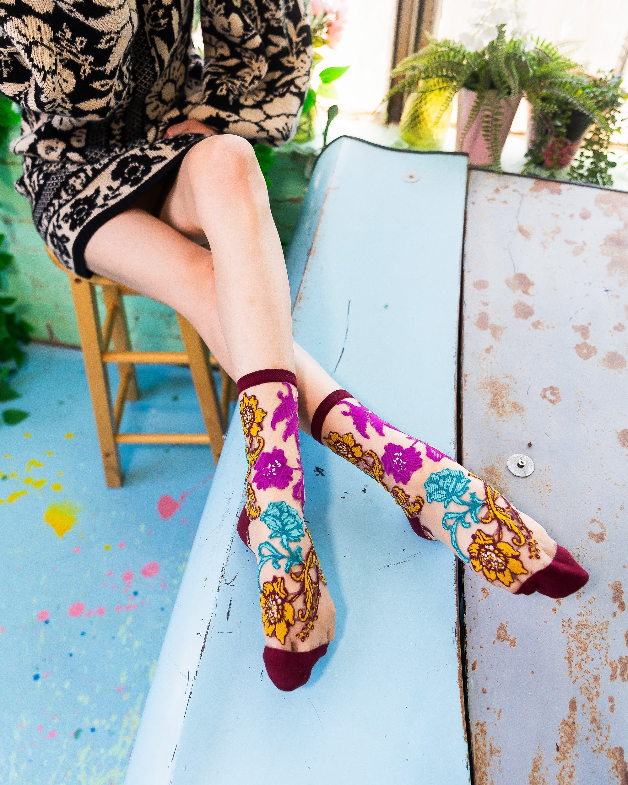 Gem Garden Sheer Crew Sock - Image 4
