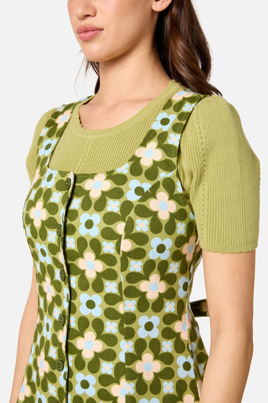 Ginny 60's Mini Pinafore Dress - Image 2