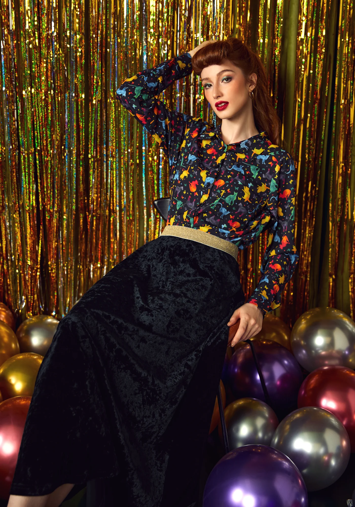 Golden Whispers Velvet Maxi Skirt - Image 6
