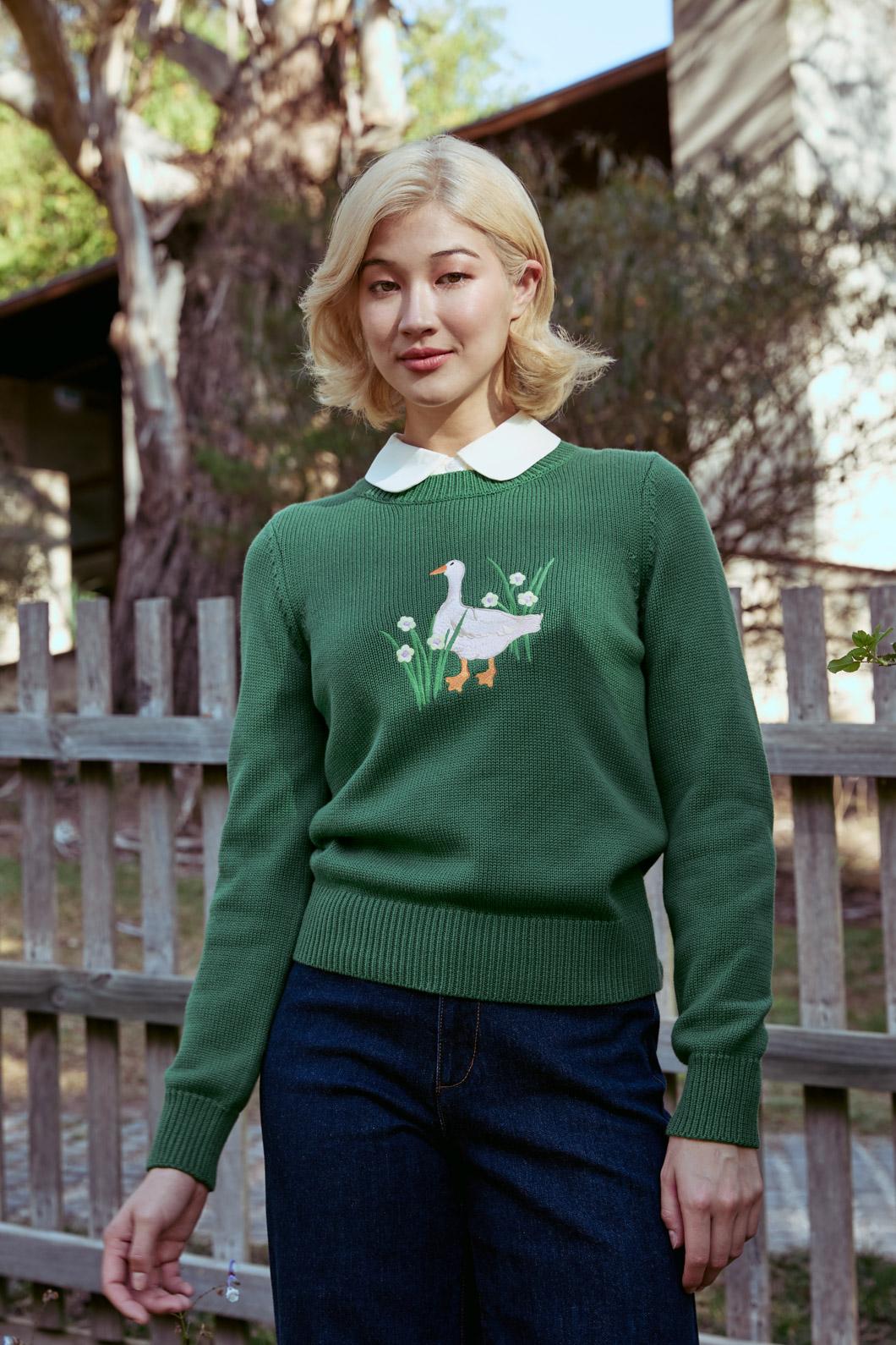 Goose Embroidered Knit Sweater - Image 3