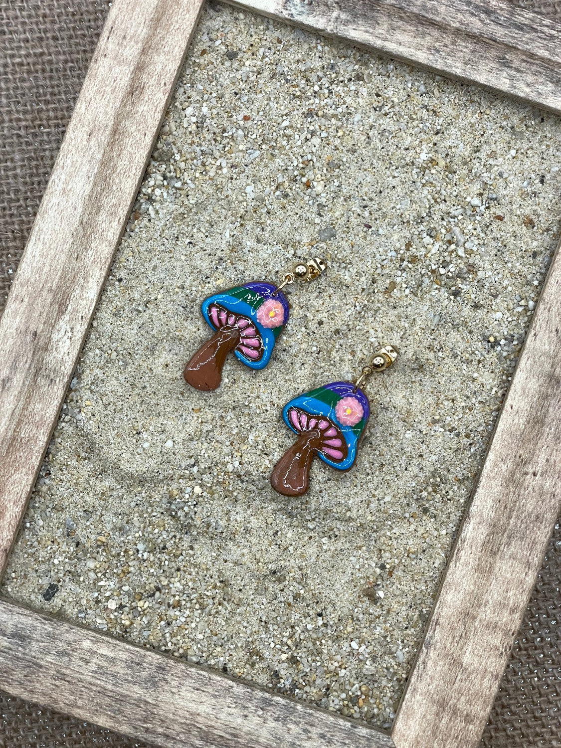 Groovy Mushrooms with Flowers Earrings - Image 3