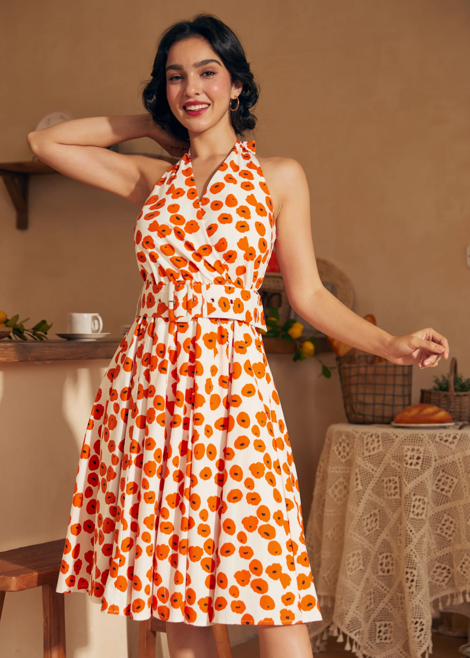 Instant Energy Faux-Wrap Halter Dress - Image 4