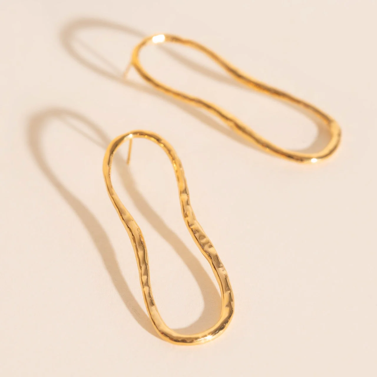 Hammered Oval Stud Earrings - Image 2