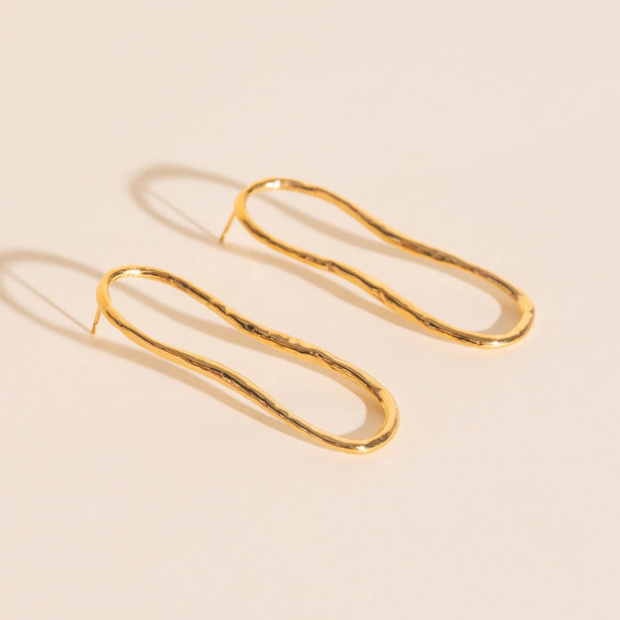 Hammered Oval Stud Earrings - Image 3