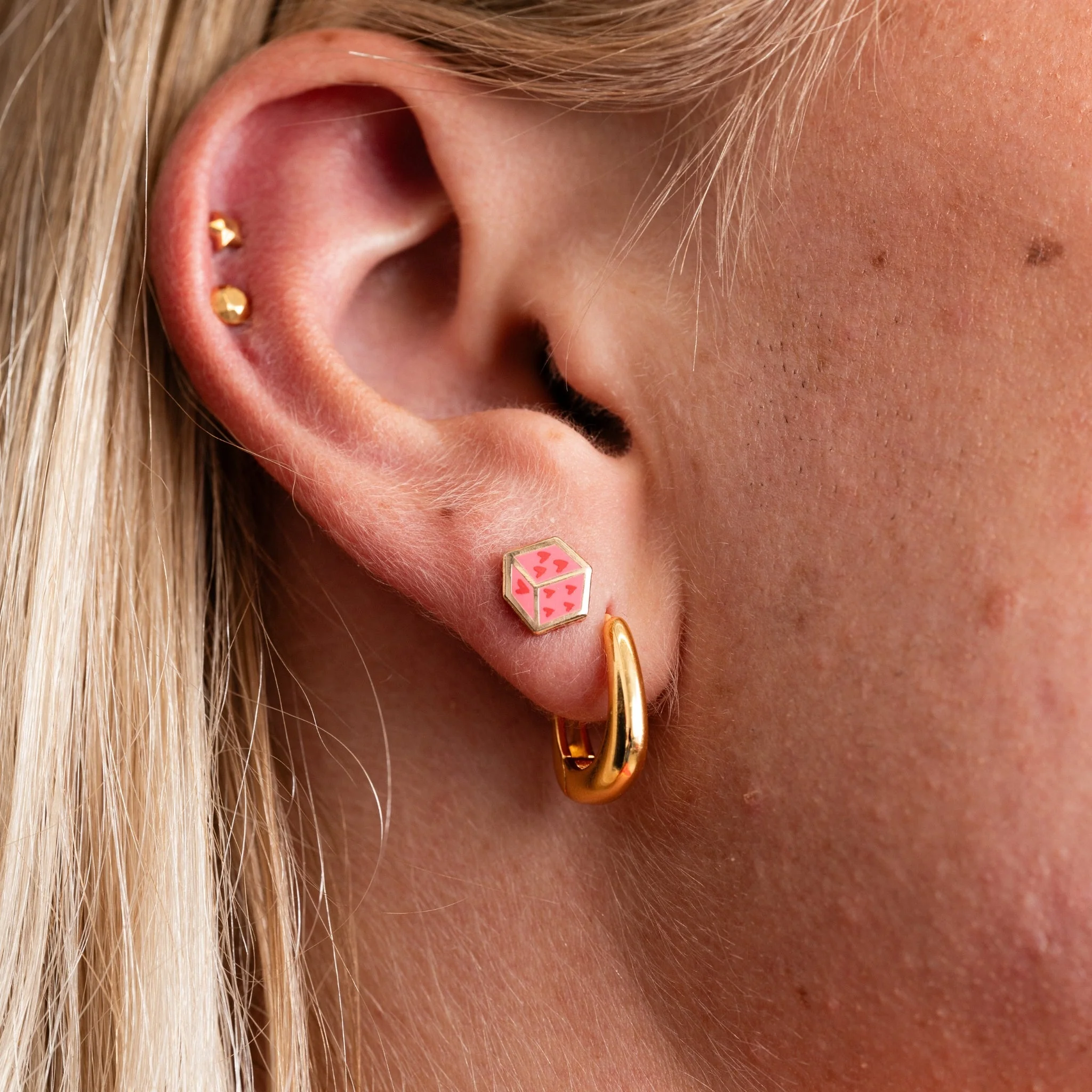 Heart Dice Stud Earrings - Image 2
