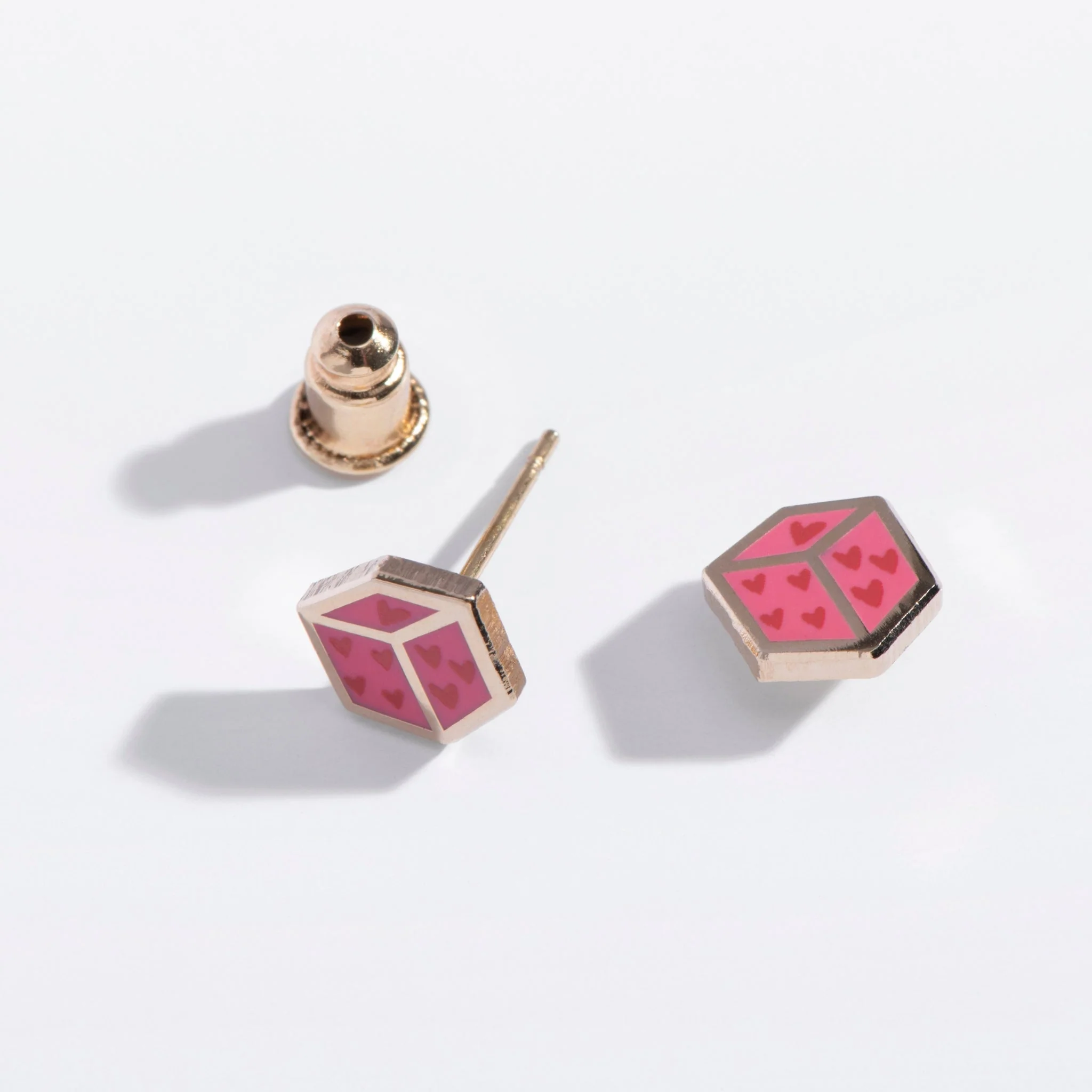 Heart Dice Stud Earrings - Image 3