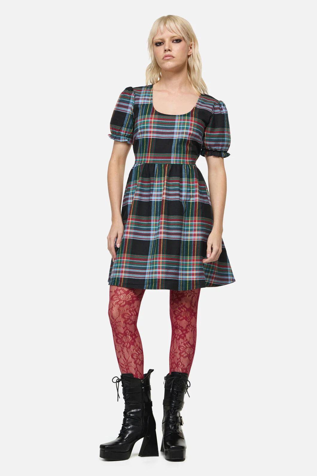 Hermit Goth Tartan Mini Dress - Image 2