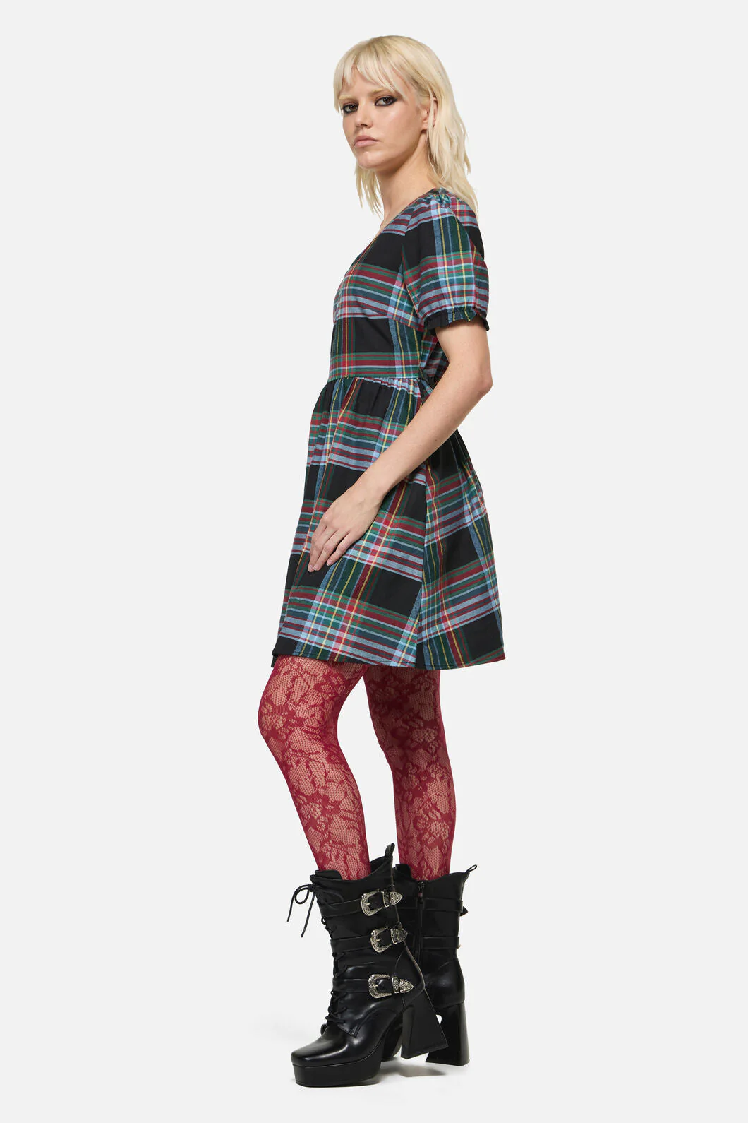 Hermit Goth Tartan Mini Dress - Image 3
