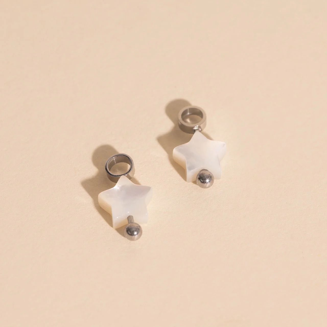 Iridescent Bead Star Huggie Hoop Charms - Image 5