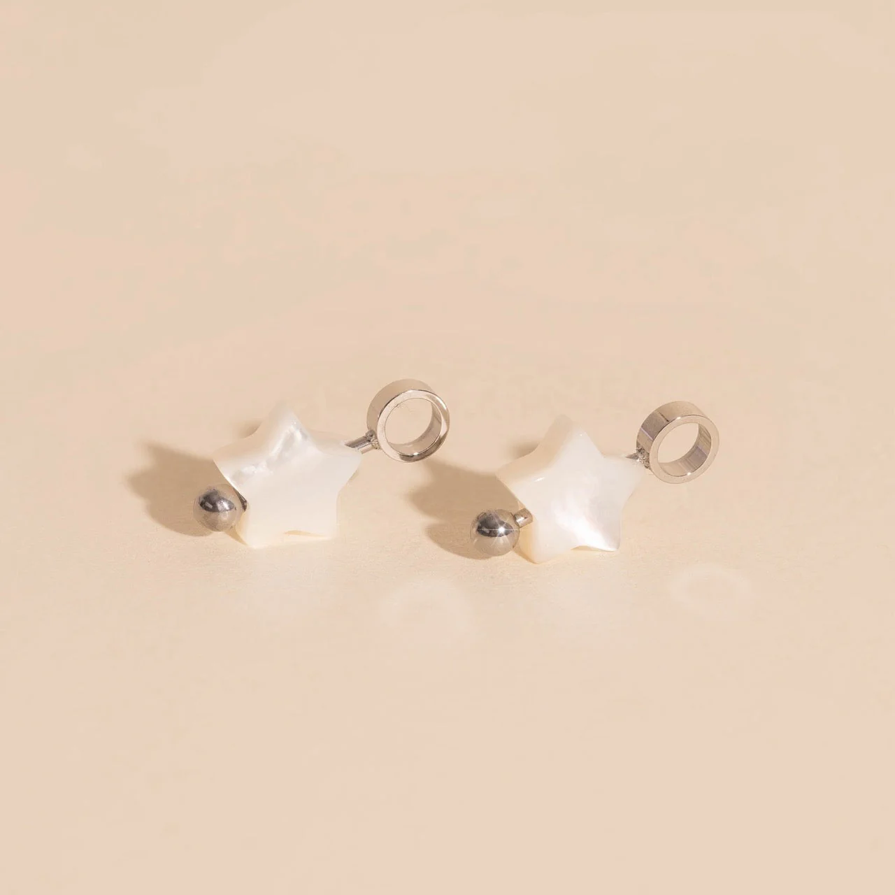 Iridescent Bead Star Huggie Hoop Charms - Image 6