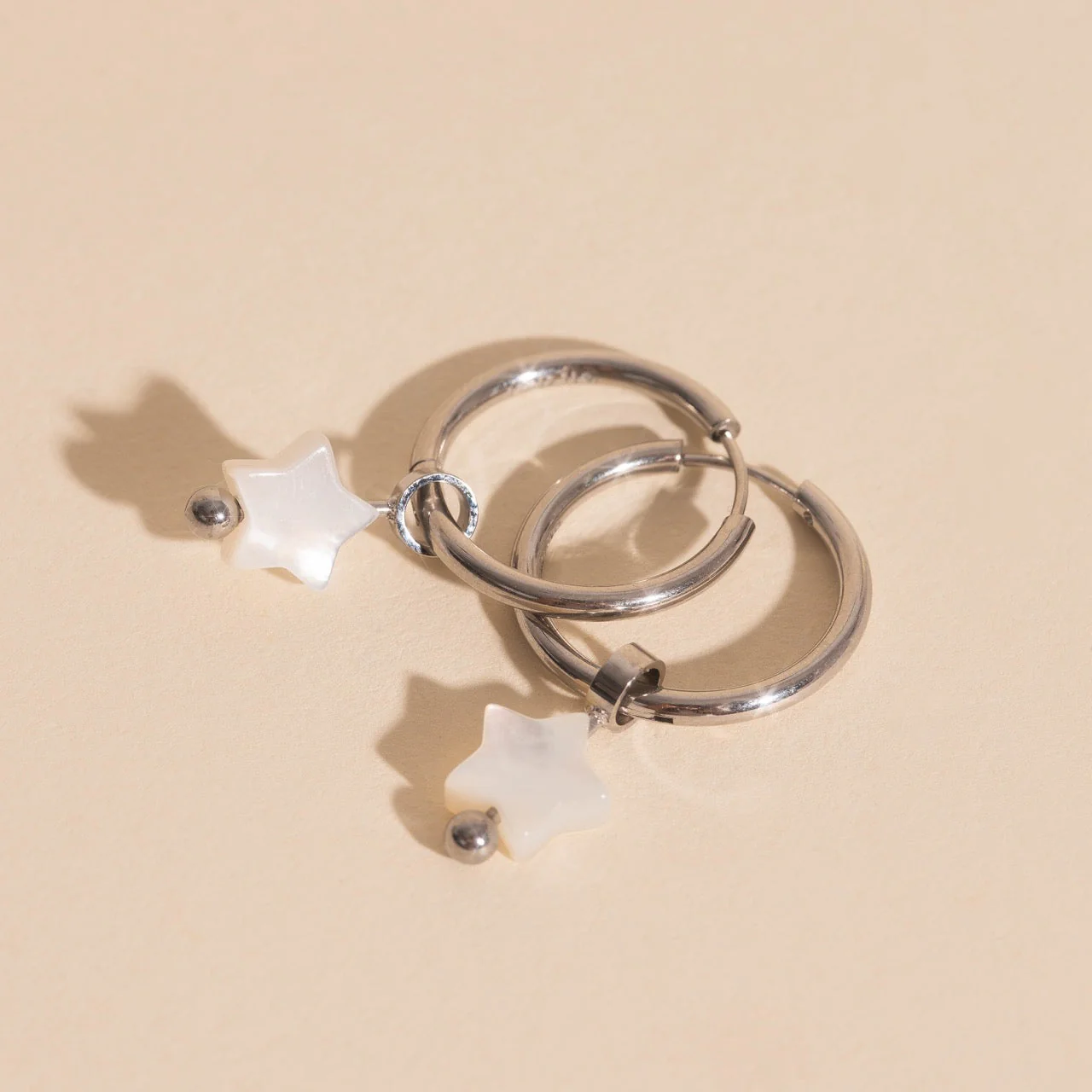 Iridescent Bead Star Huggie Hoop Charms - Image 7
