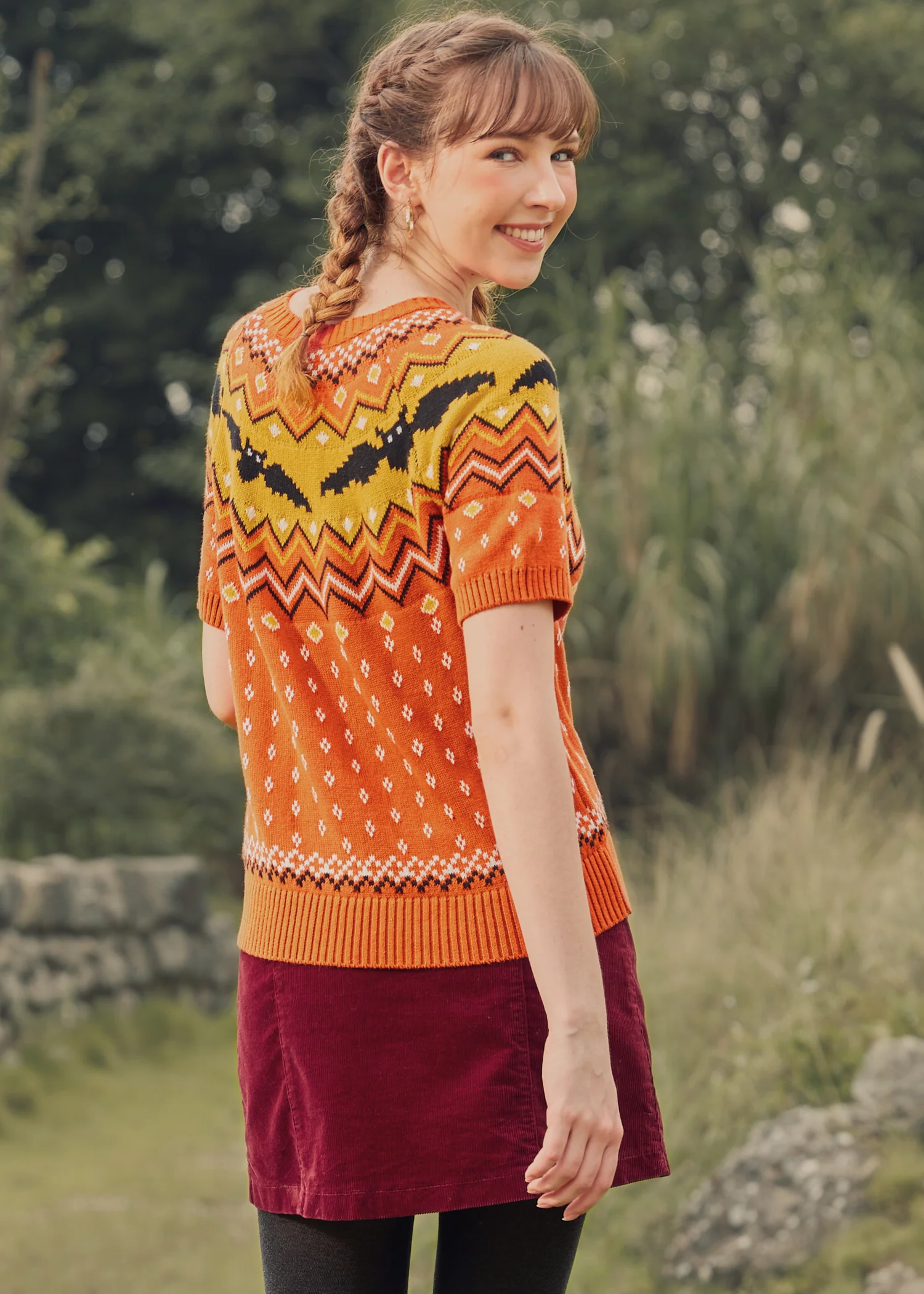 It Be Like 'Bat' Fair Isle Short Sleeve Sweater - Image 3