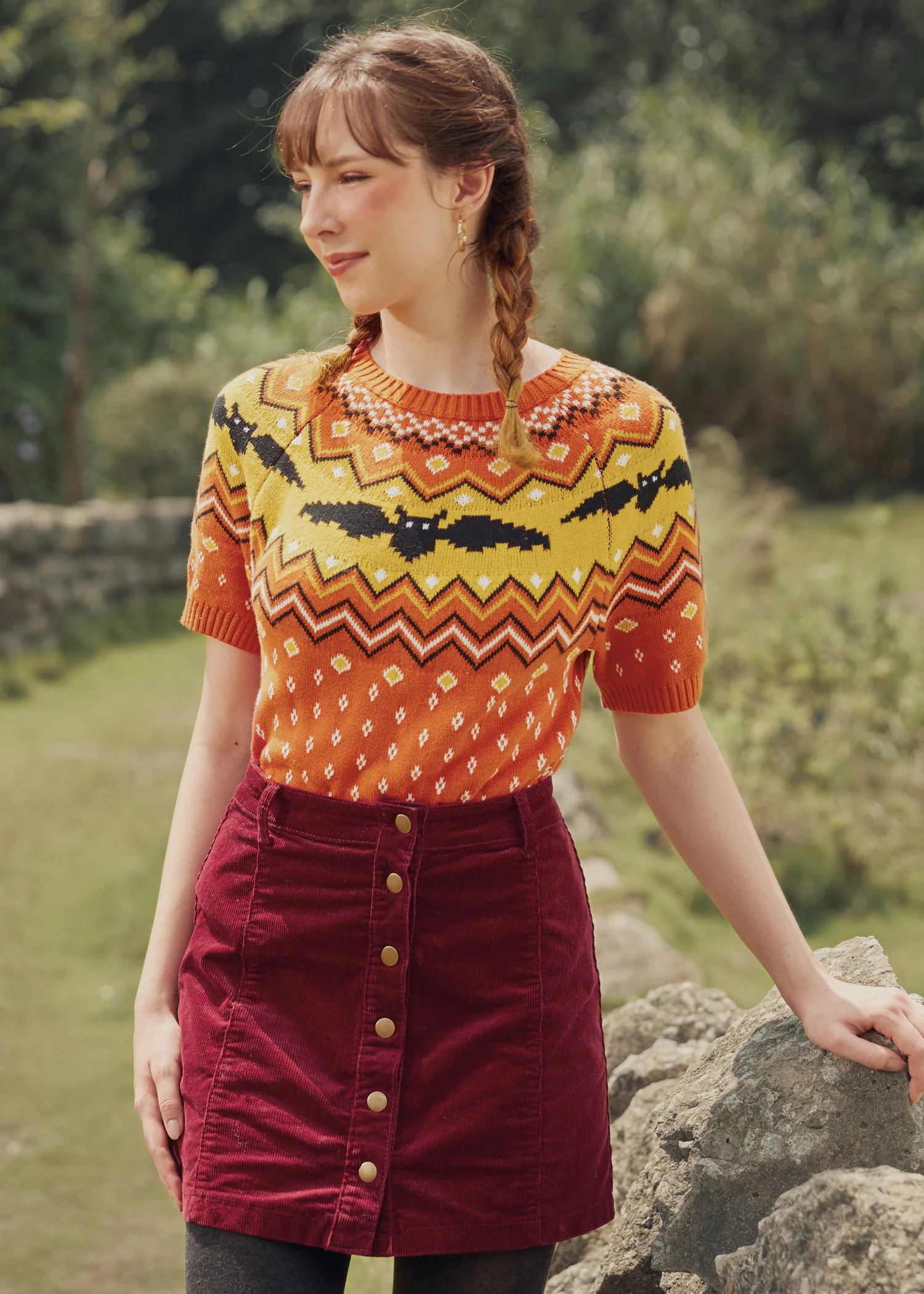 It Be Like 'Bat' Fair Isle Short Sleeve Sweater - Image 4