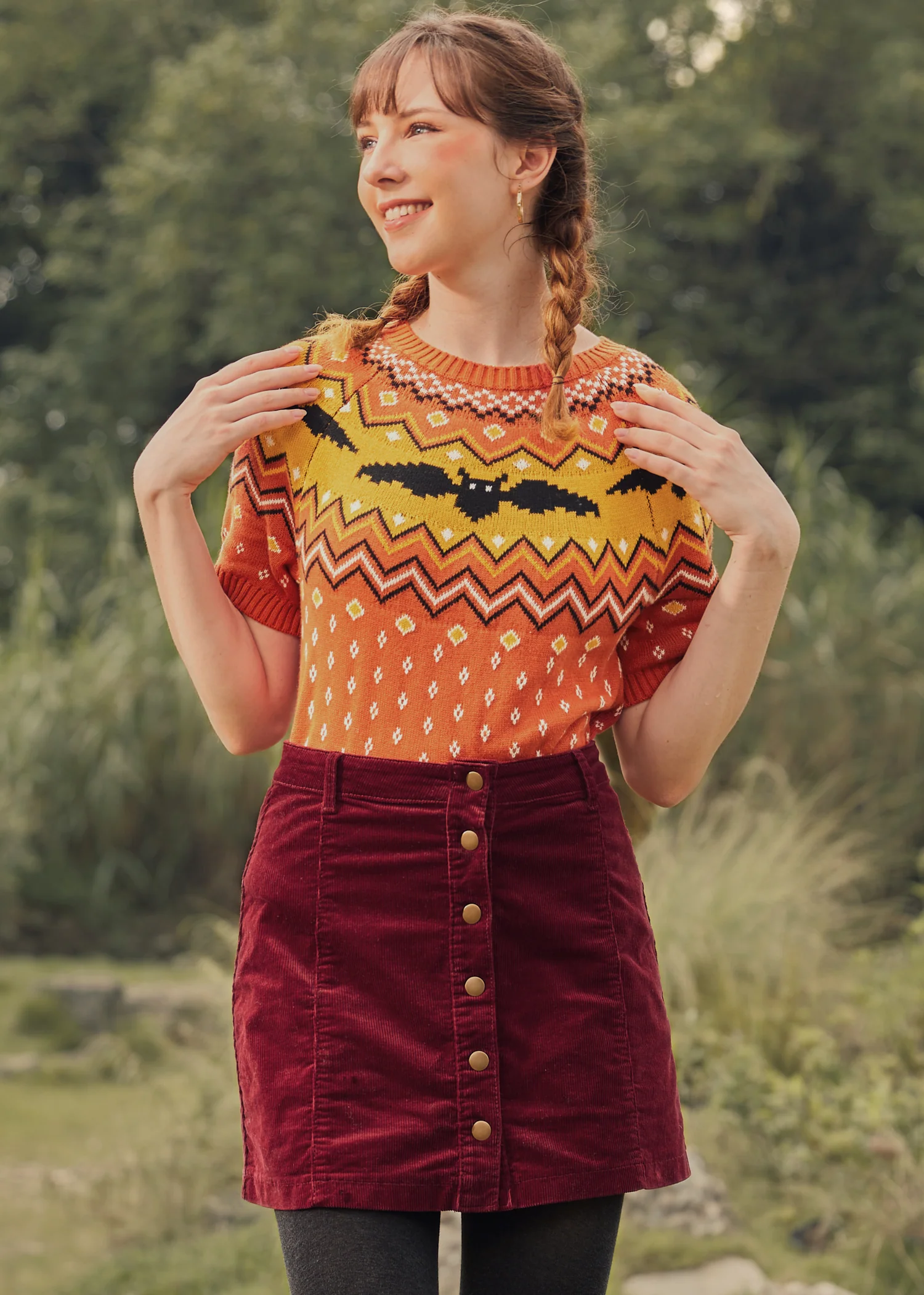 It Be Like 'Bat' Fair Isle Short Sleeve Sweater - Image 5