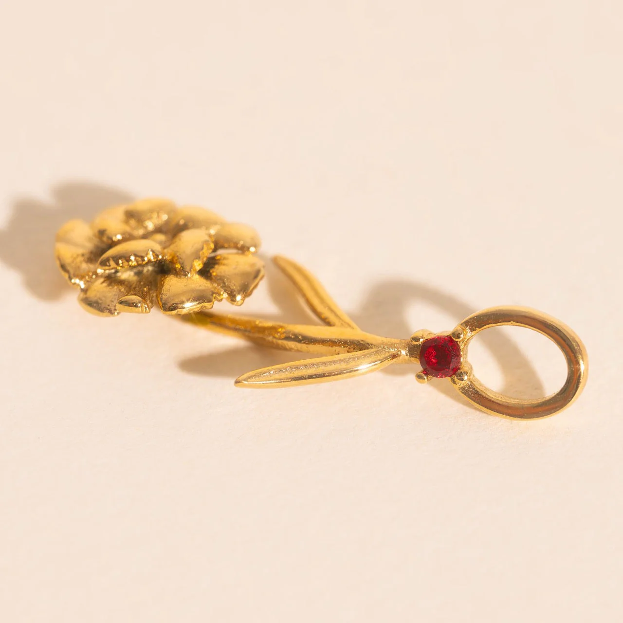 January Carnation Birth Flower Necklace Charm - Image 2