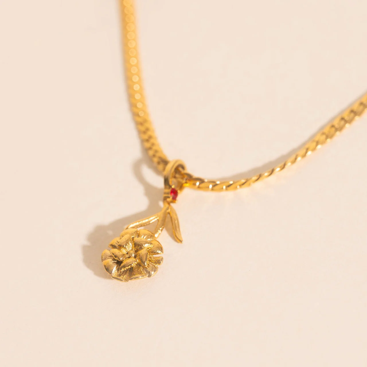 January Carnation Birth Flower Necklace Charm - Image 3