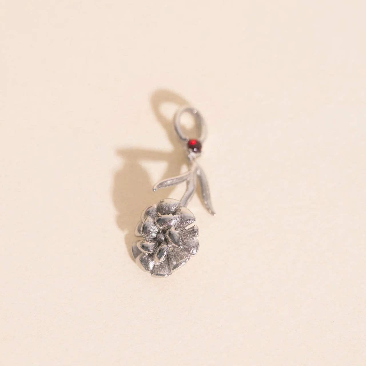 January Carnation Birth Flower Necklace Charm - Image 5