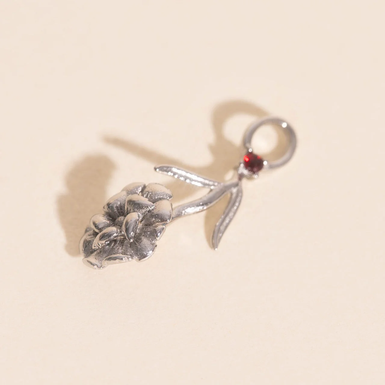 January Carnation Birth Flower Necklace Charm - Image 6