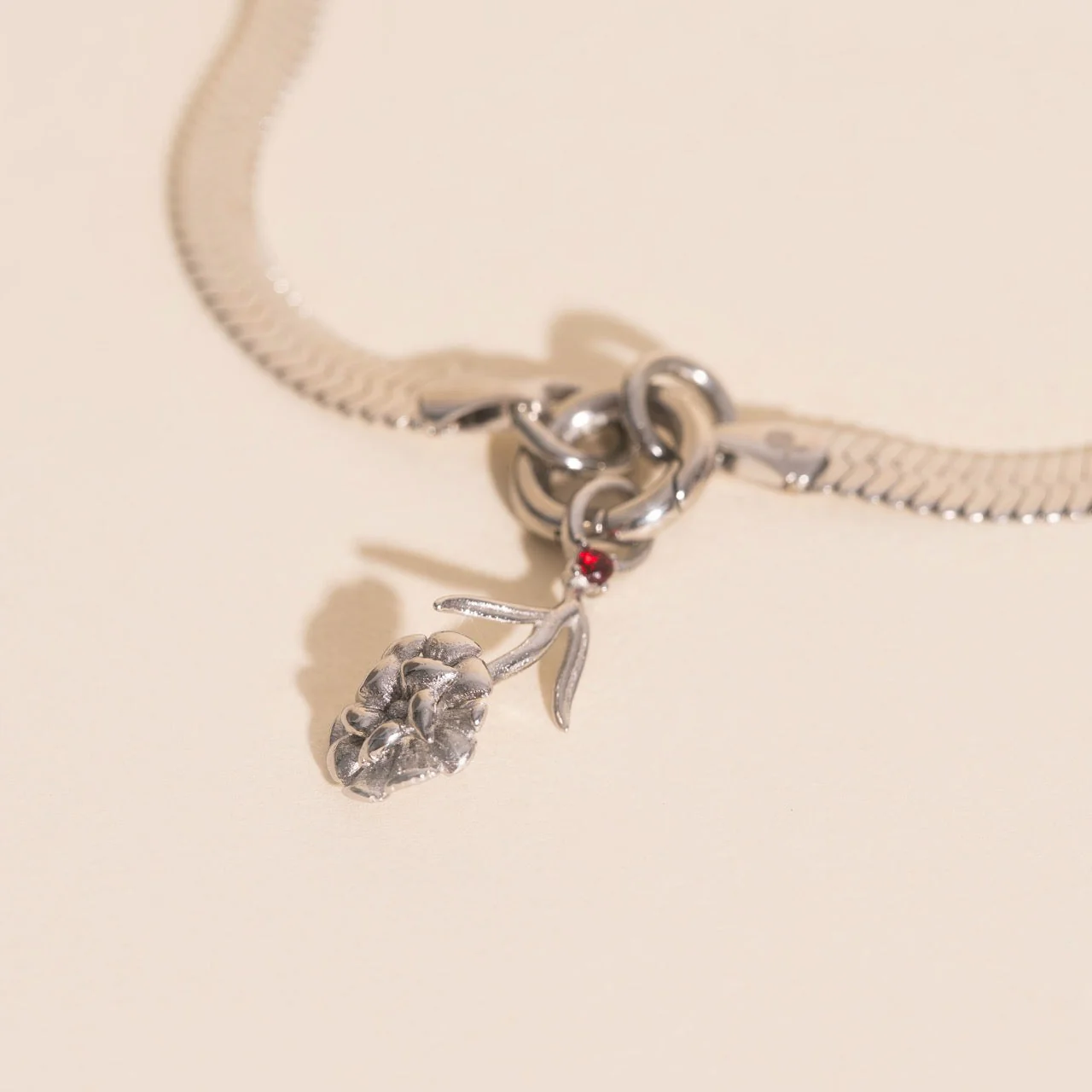 January Carnation Birth Flower Necklace Charm - Image 7