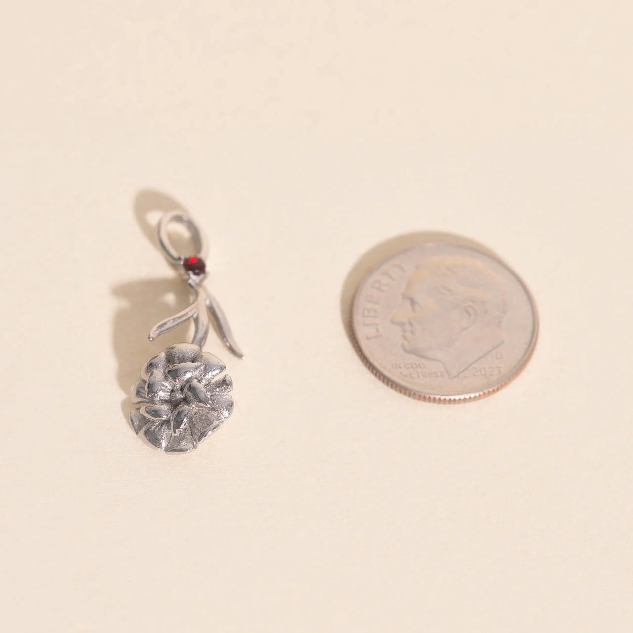 January Carnation Birth Flower Necklace Charm - Image 9