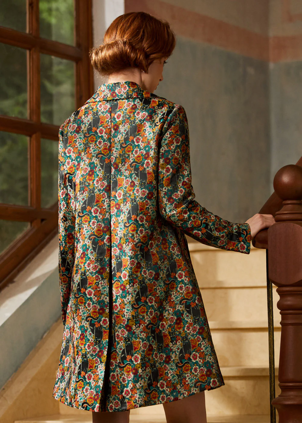 Timeless Brocade Midi Coat - Image 3