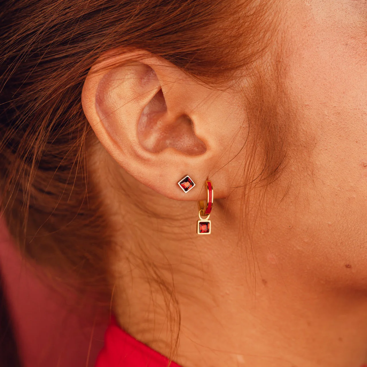 July Birthstone Huggie Hoop Charms - Image 4