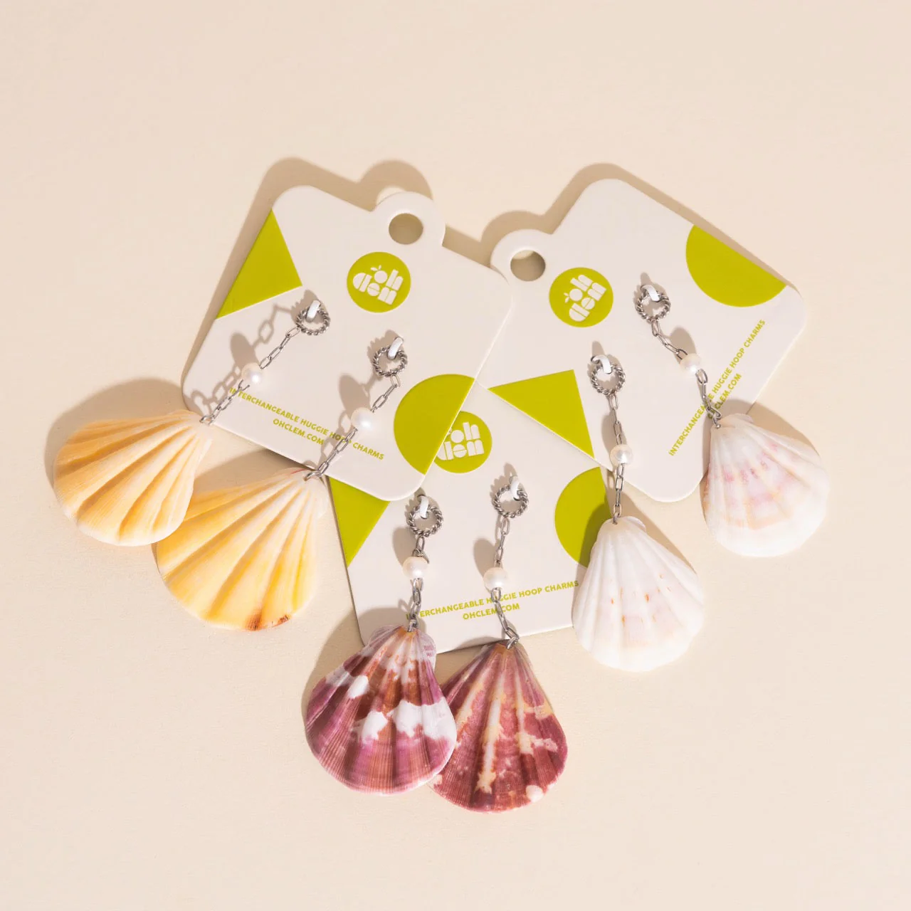 Jumbo Seashell Dangle Huggie Hoop Charms - Image 10