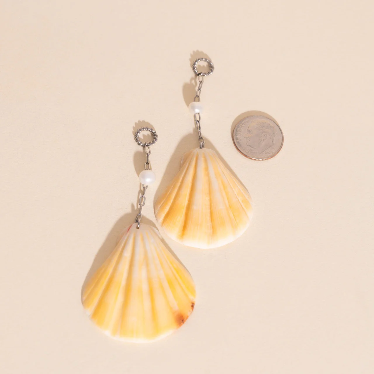 Jumbo Seashell Dangle Huggie Hoop Charms - Image 12