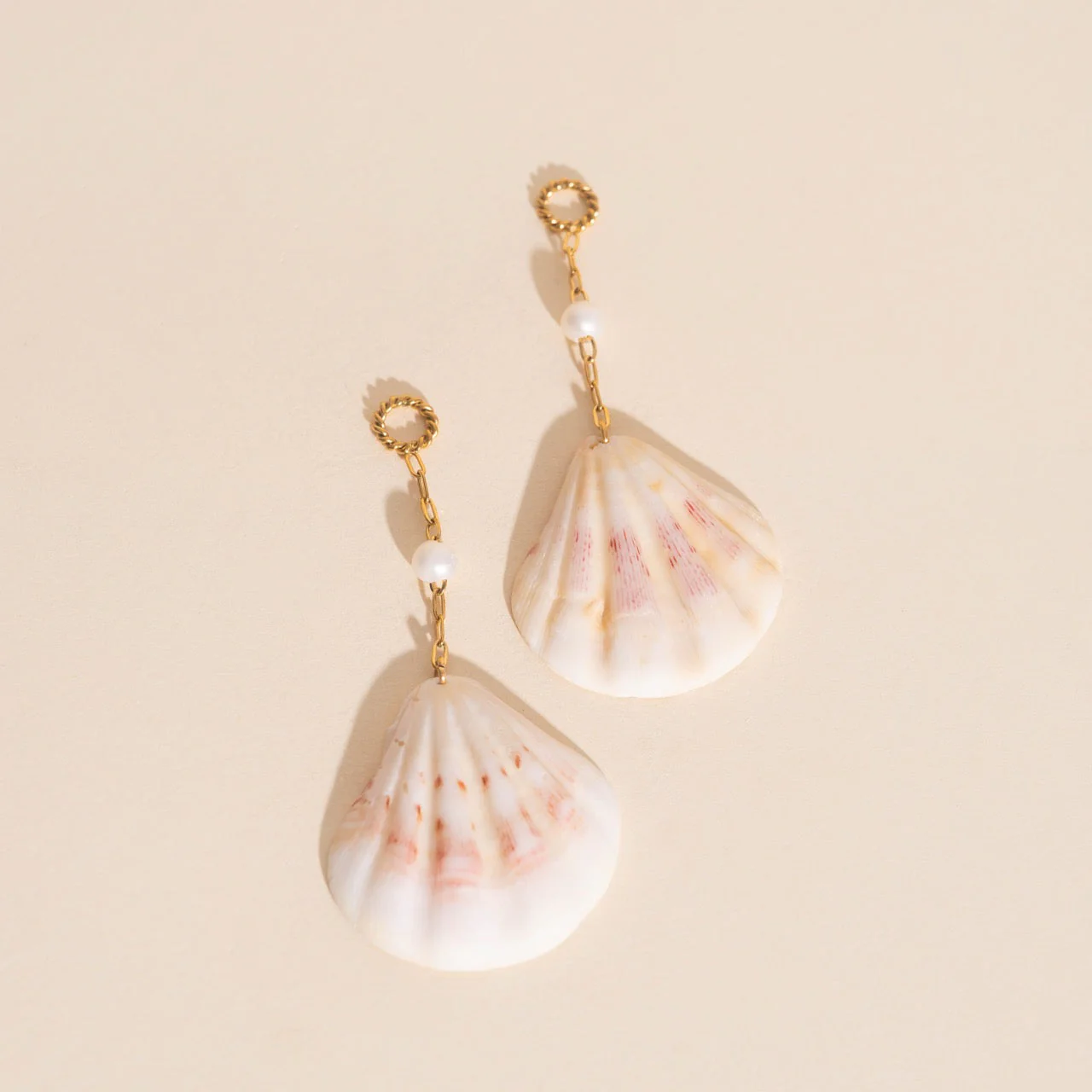 Jumbo Seashell Dangle Huggie Hoop Charms - Image 2