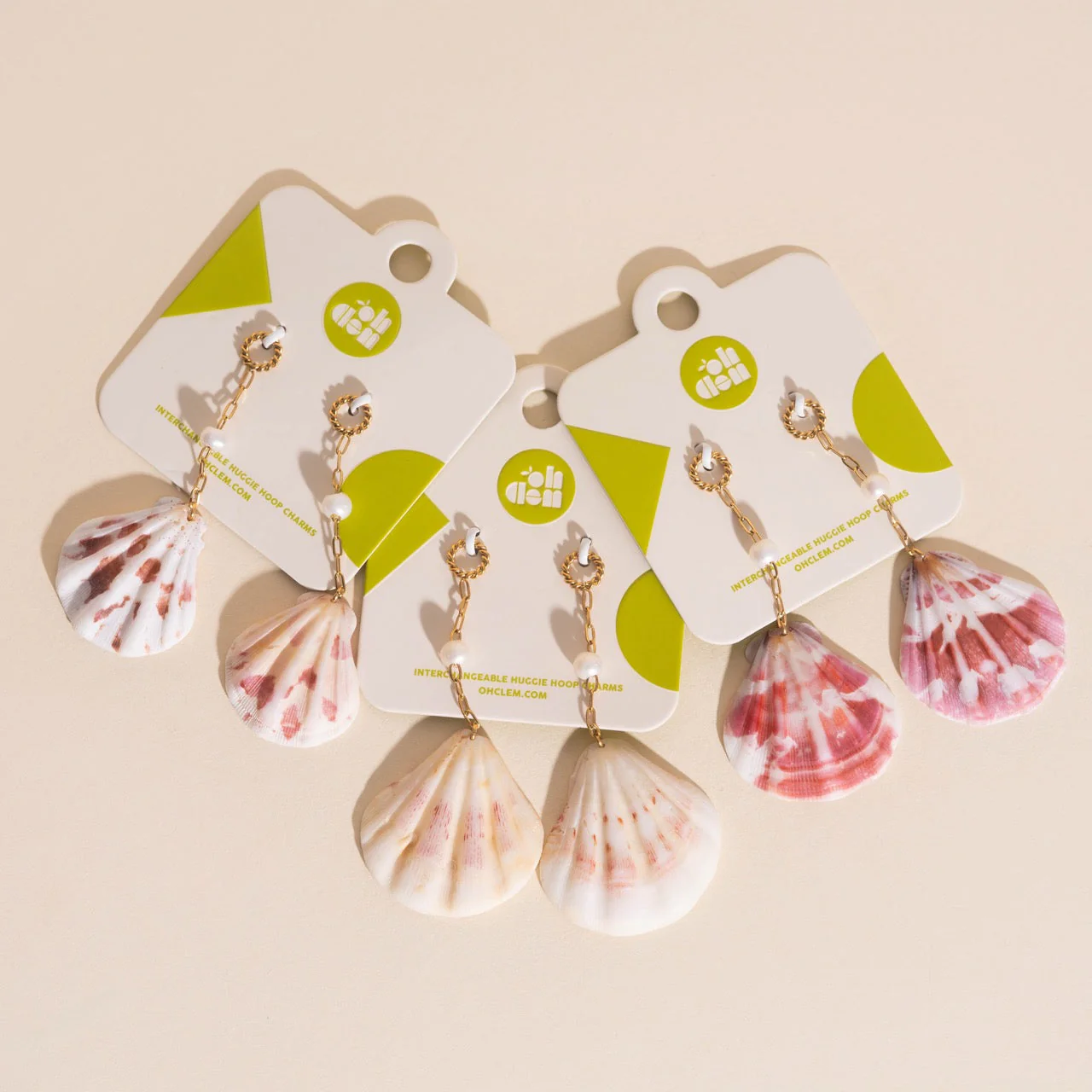 Jumbo Seashell Dangle Huggie Hoop Charms - Image 5