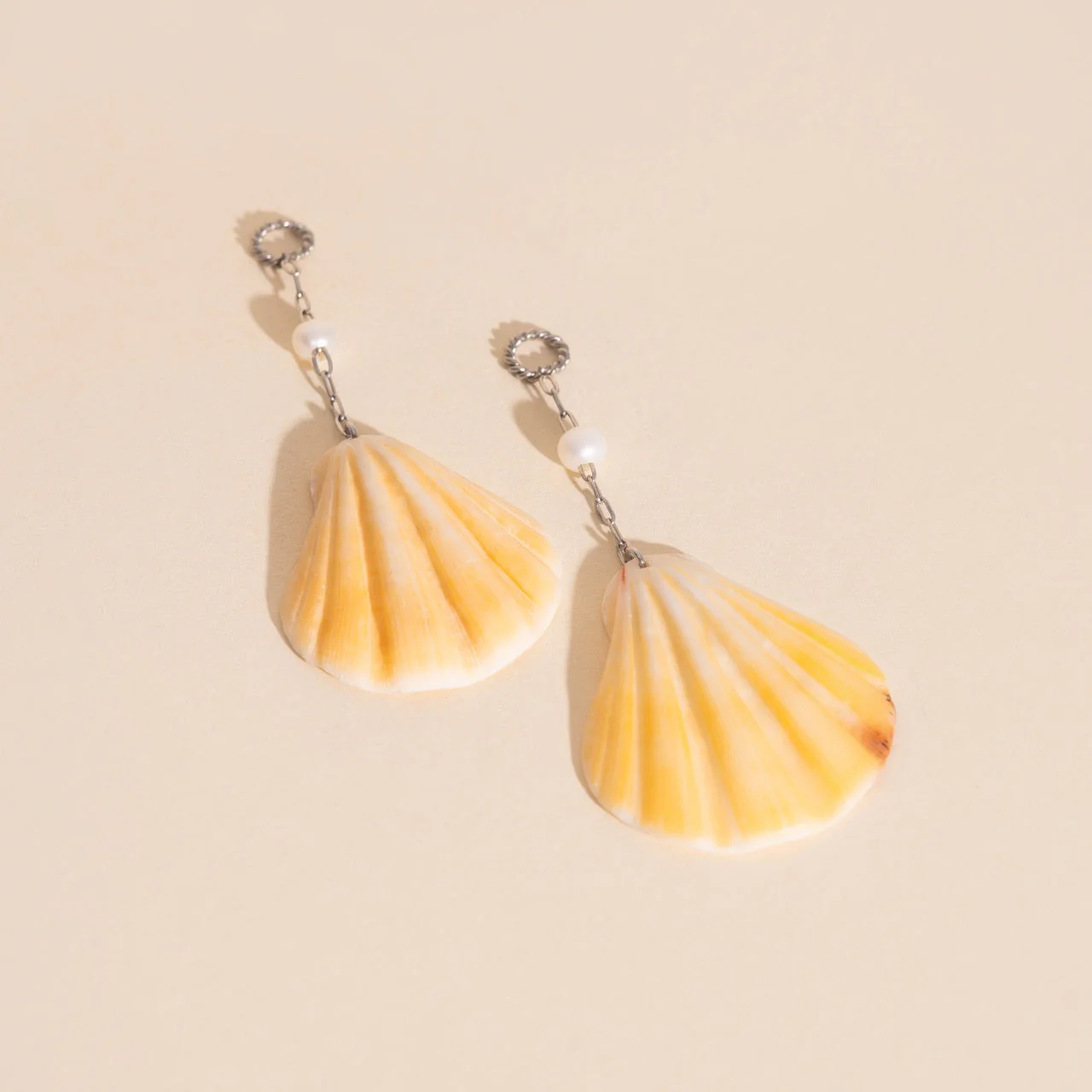 Jumbo Seashell Dangle Huggie Hoop Charms - Image 6