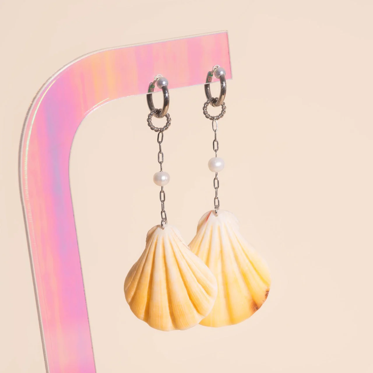 Jumbo Seashell Dangle Huggie Hoop Charms - Image 9