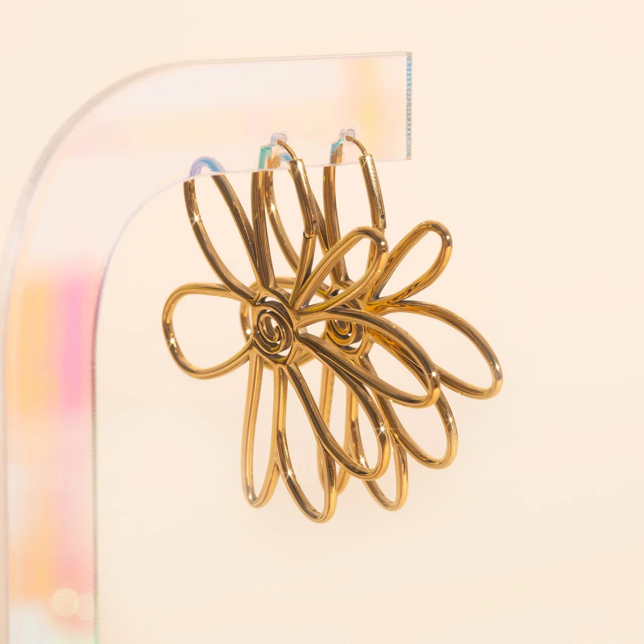 Jumbo Wire Floral Huggie Hoop Earrings - Image 6