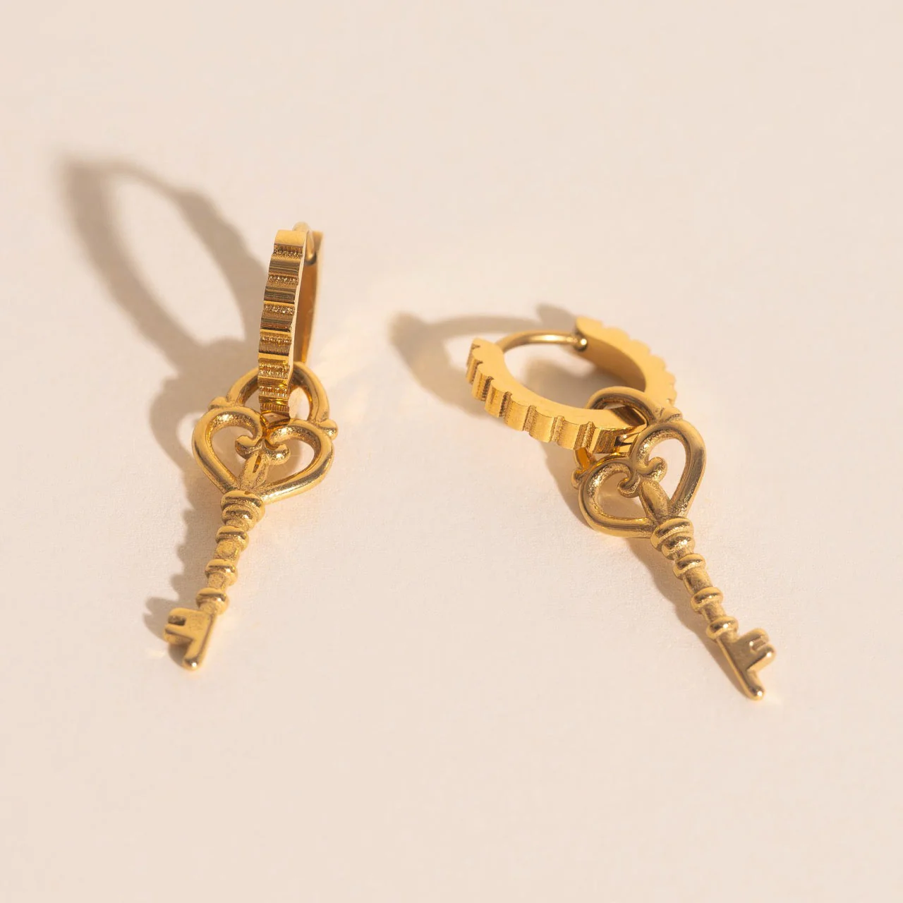 Key Heart Huggie Hoop Charms - Image 3