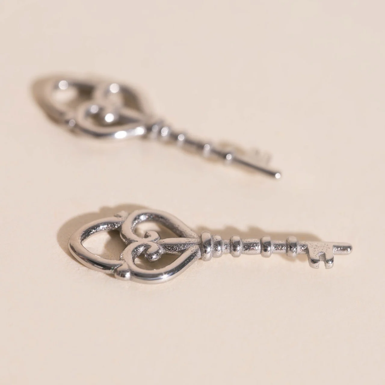 Key Heart Huggie Hoop Charms - Image 6