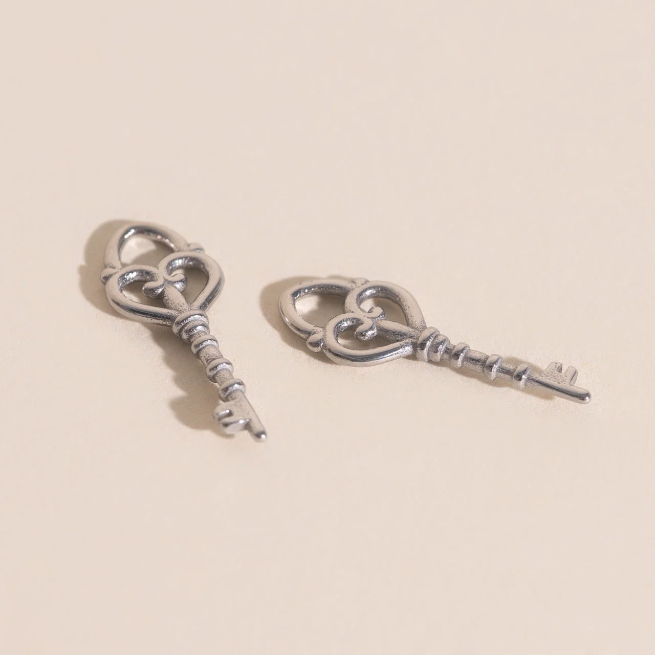 Key Heart Huggie Hoop Charms - Image 8