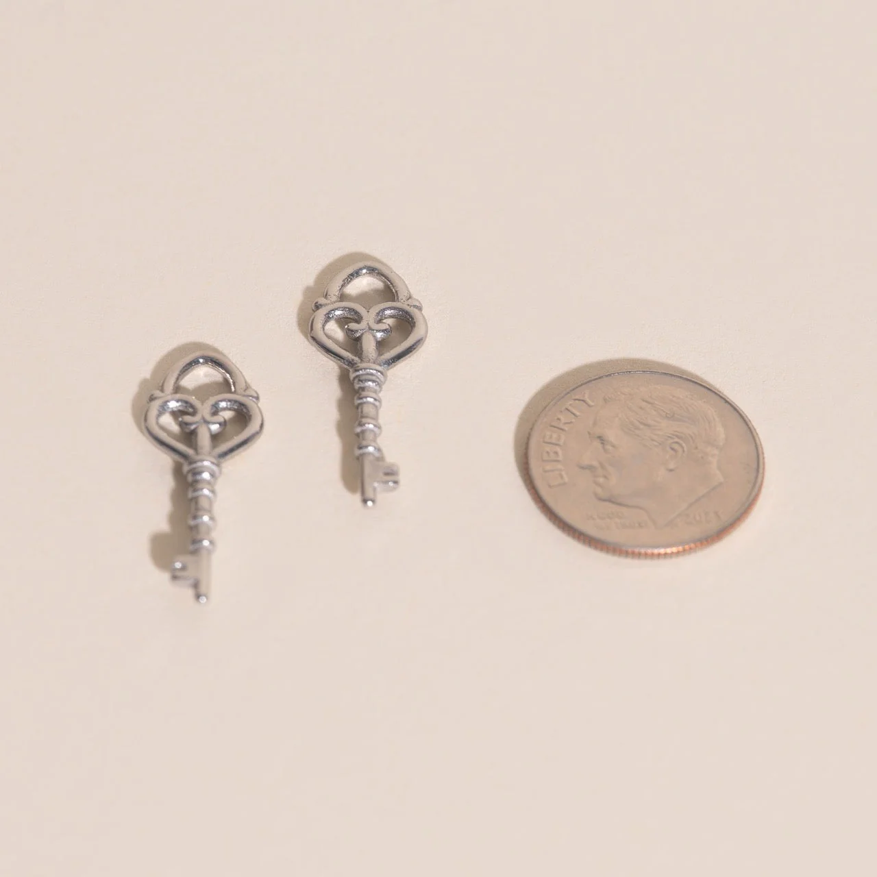 Key Heart Huggie Hoop Charms - Image 9