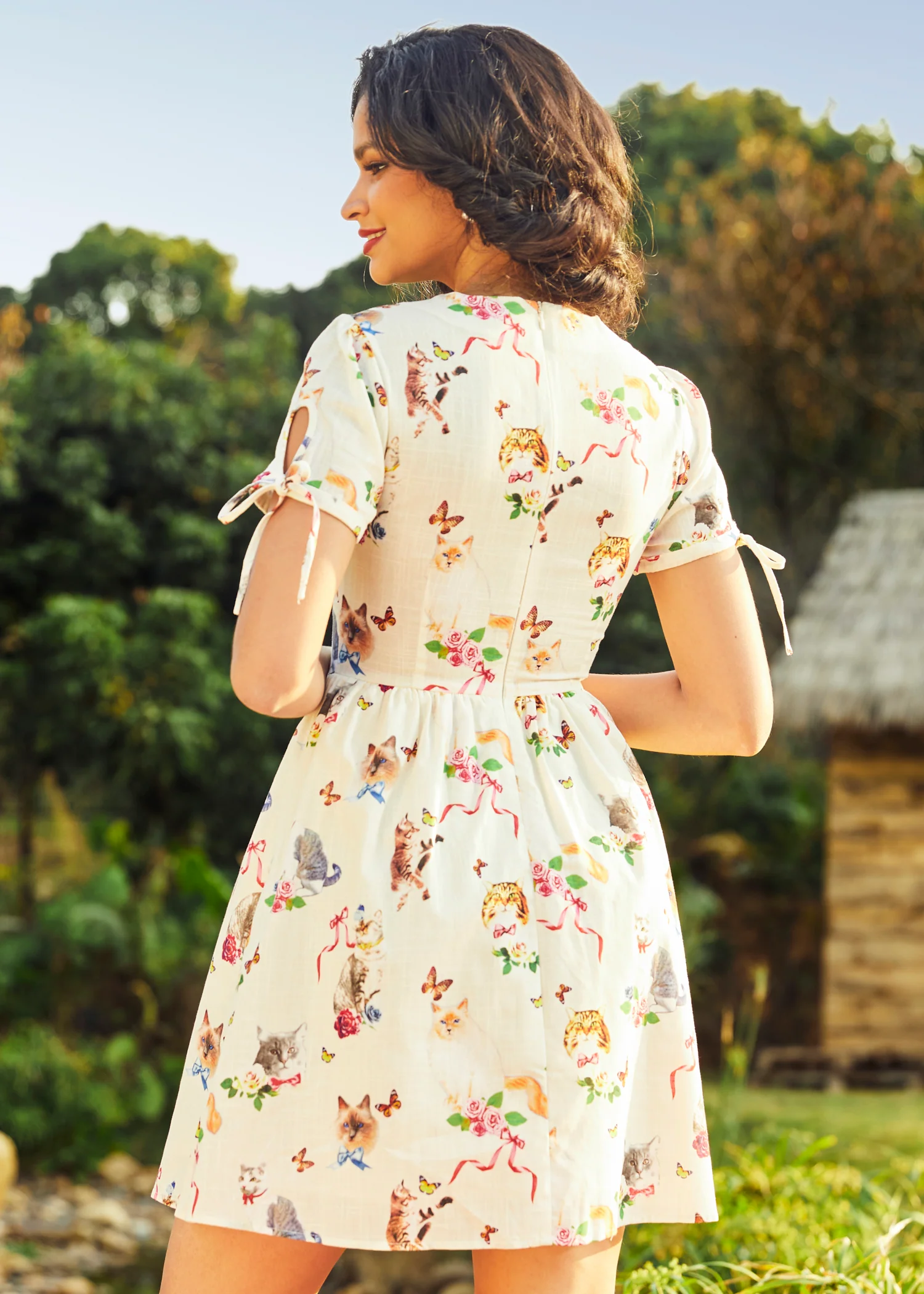 Kitsch Kitty Print Dress - Image 6