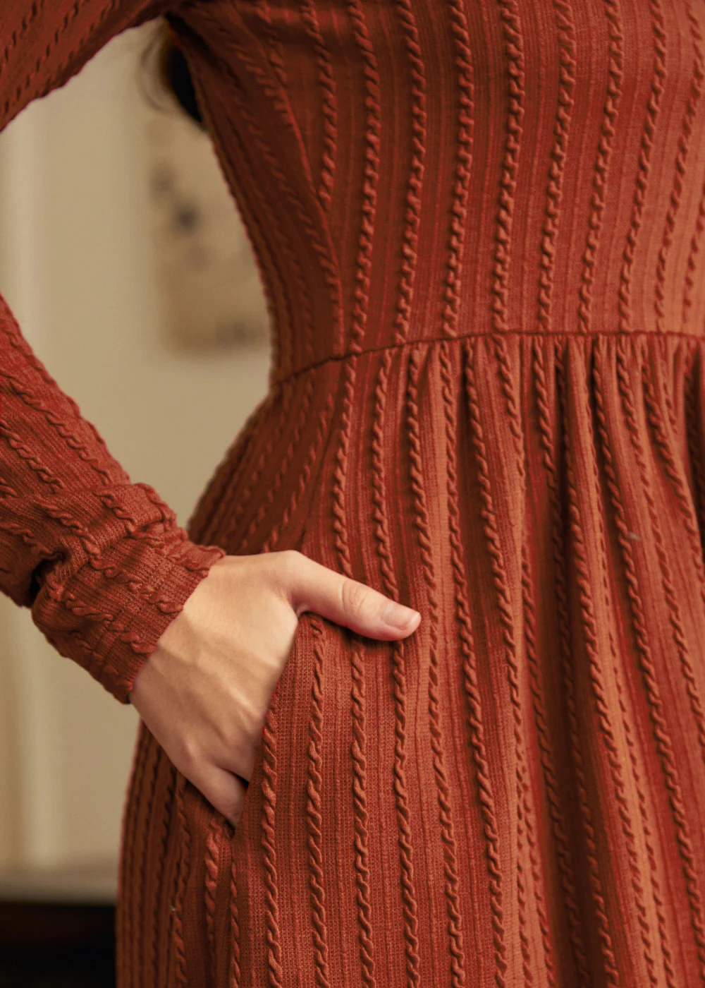Nostalgic Narrative Knit Dress - Image 2
