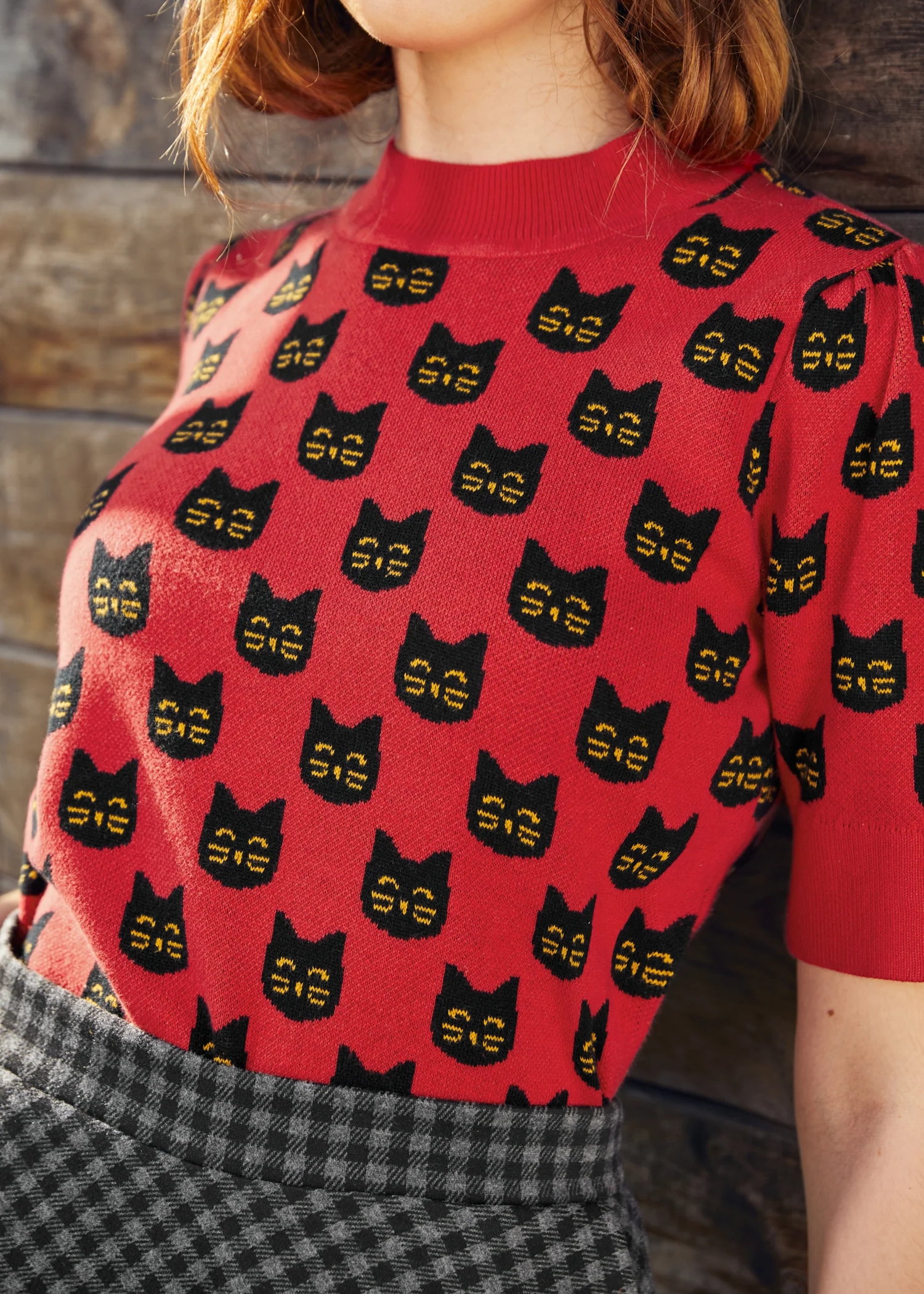 Retro Radiance Puff Shoulder Sweater - Image 2