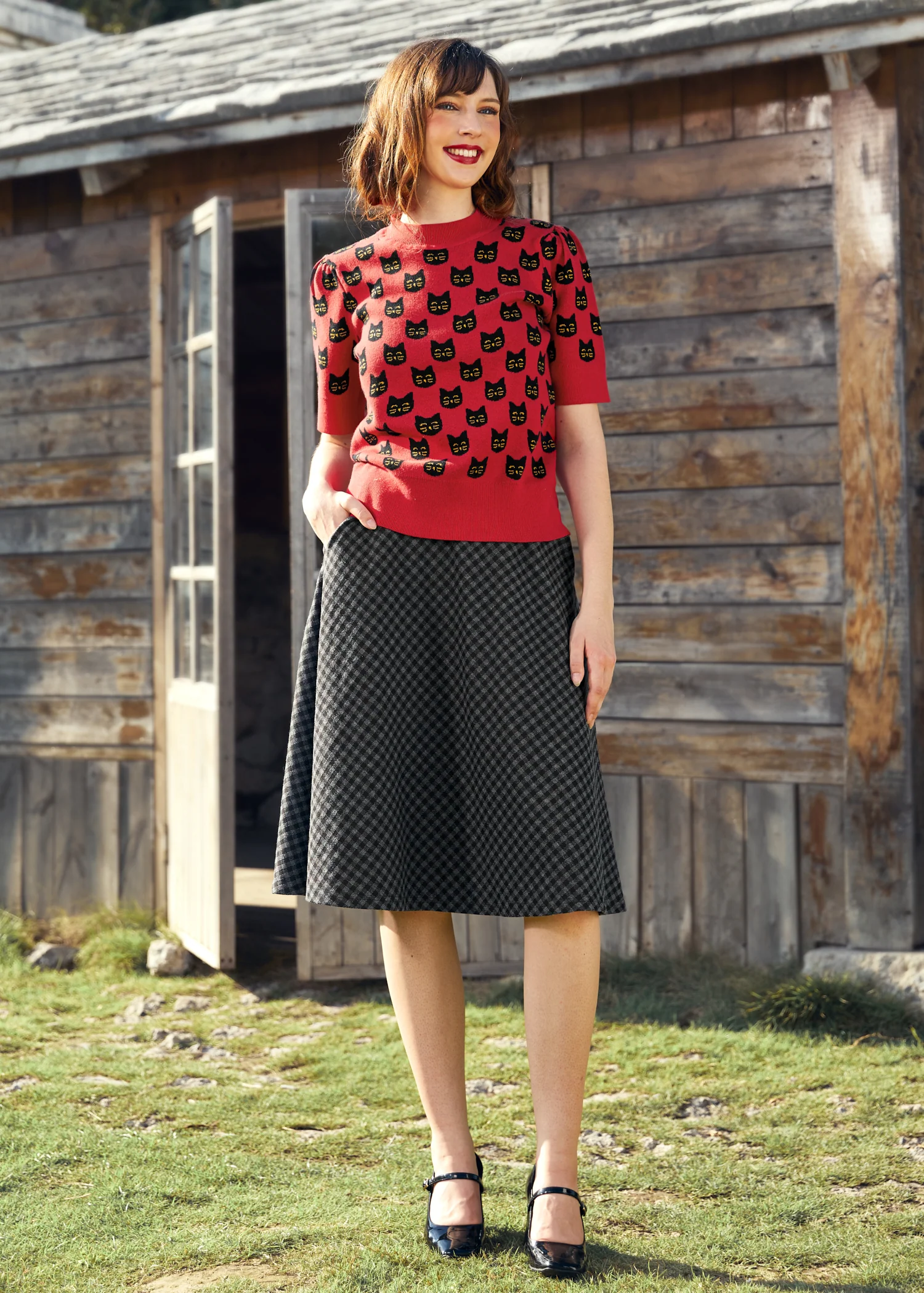 Retro Radiance Puff Shoulder Sweater - Image 3