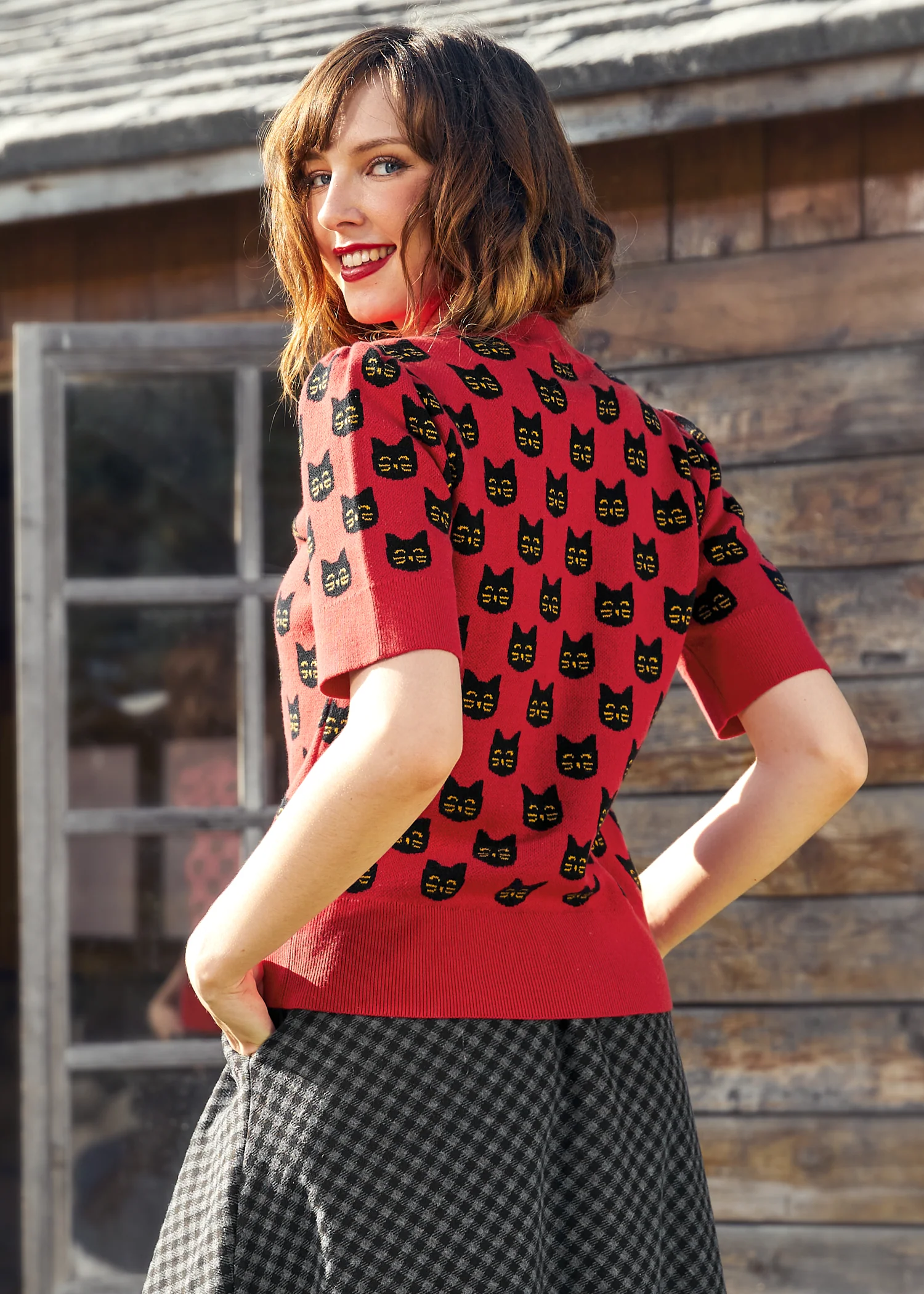 Retro Radiance Puff Shoulder Sweater - Image 5