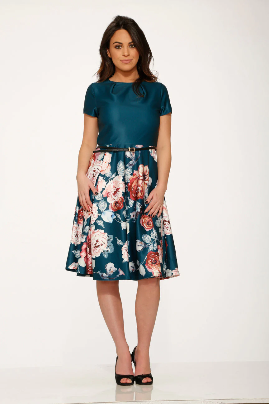 Teal Comcast Floral Dress - Image 3