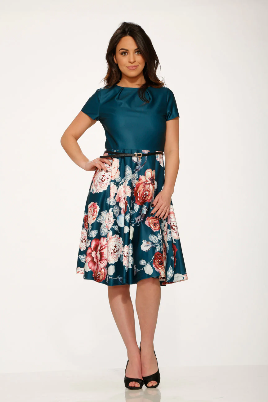 Teal Comcast Floral Dress - Image 4