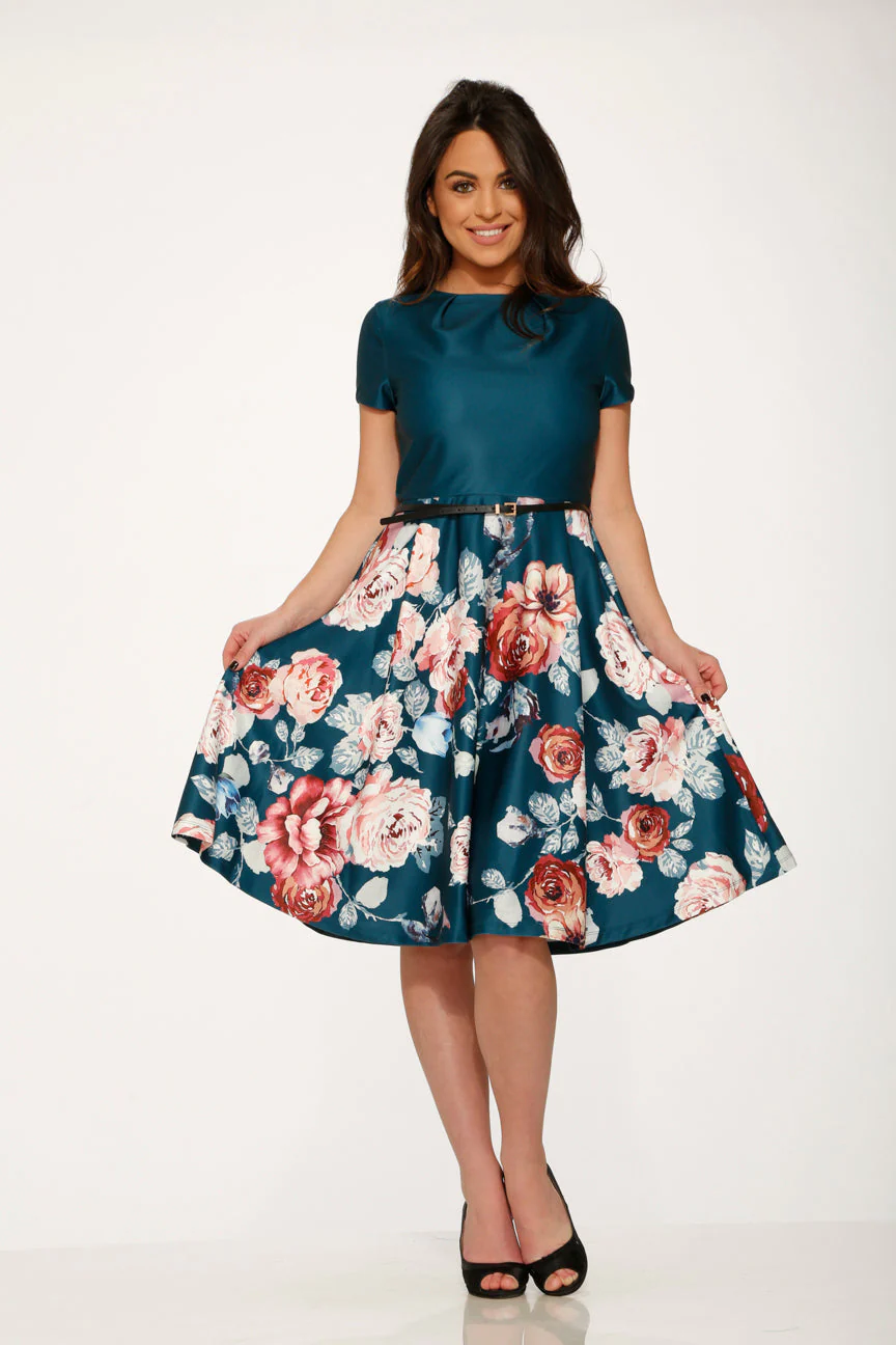 Teal Comcast Floral Dress - Image 5